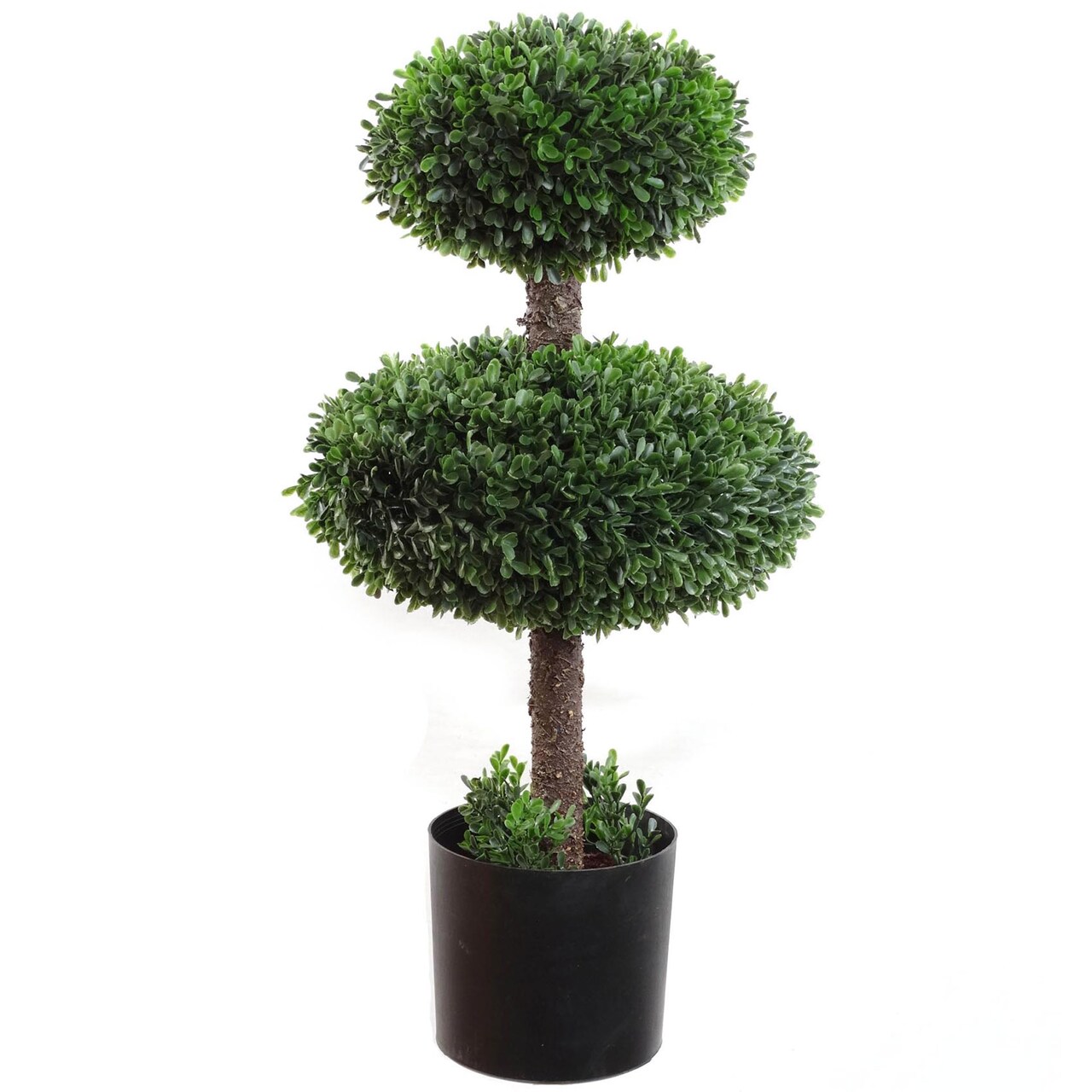 2.5ft Artificial Double Boxwood Topiary Tree - Lifelike Design, Potted in Black Planter, Ideal for Home, Office & Outdoor Decor - All-Season Use, Floral Home by Artificial Flowers